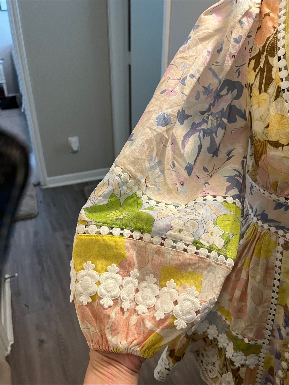 Zimmermann Pastel Floral Lace-Trim Mini Dress - Picture 5 of 12